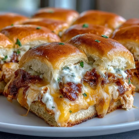 Fresh parsley garnish adds color to these Pizza Dip Sliders, served warm on a platter.