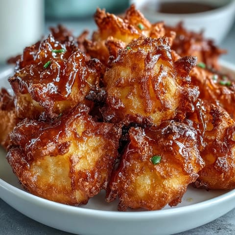 Crispy dandelion fritters with herb dipping sauce on a white plate, golden fried flowers with fresh green herbs in creamy sauce.