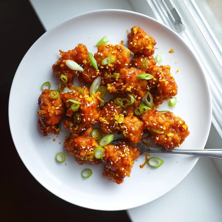 Freshly prepared Orange Chicken bites with vibrant orange zest, juicy chicken, and a drizzle of tangy sauce, perfect for family dinner.