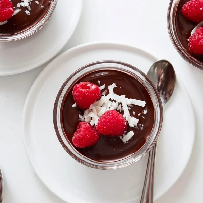 Silky, homemade chocolate pudding served in elegant verrines, ready for a fancy dinner party dessert.