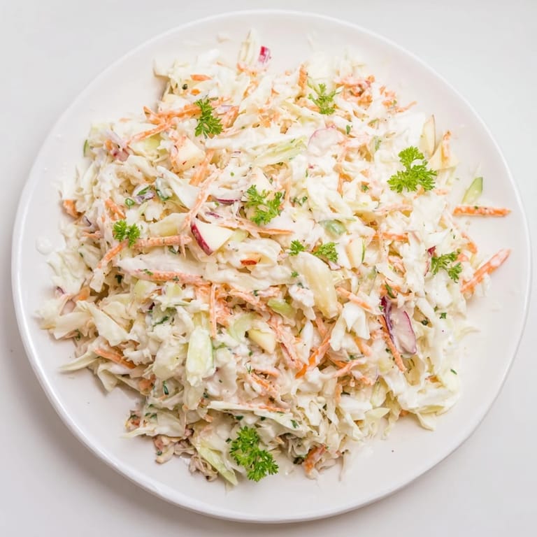 A bowl of colorful Coleslaw with Apple, offering a delightful blend of textures and tastes.