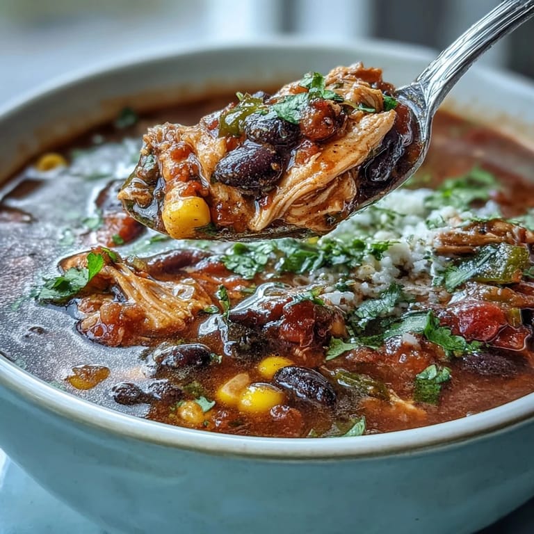 An inviting pot of Southwestern Turkey Soup simmering with sweet corn, tomatoes, and fresh cilantro.