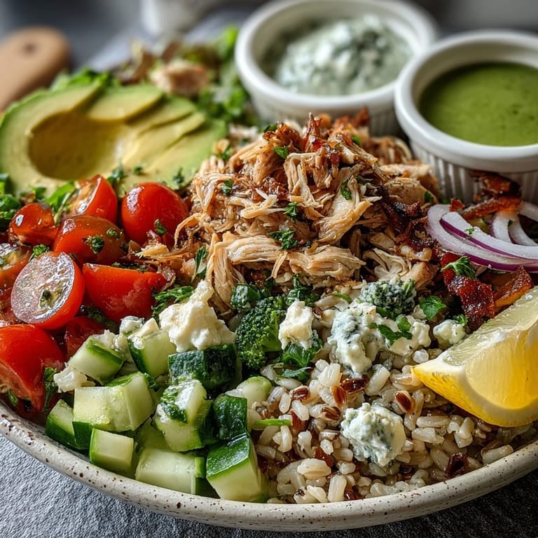 Quick and wholesome Rotisserie Chicken Bowl featuring tender chicken, crisp veggies, and lemon wedges for a fresh squeeze.
