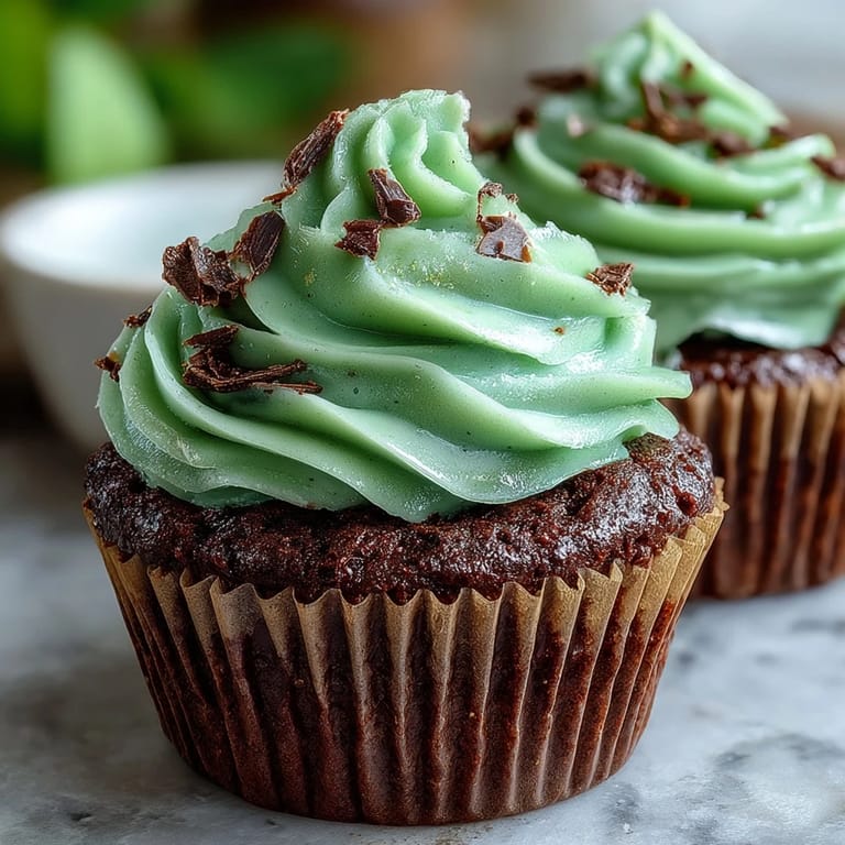 Moist green velvet cupcakes with subtle chocolate notes, decorated with creamy frosting—perfect for a festive St. Patrick's Day dessert table.