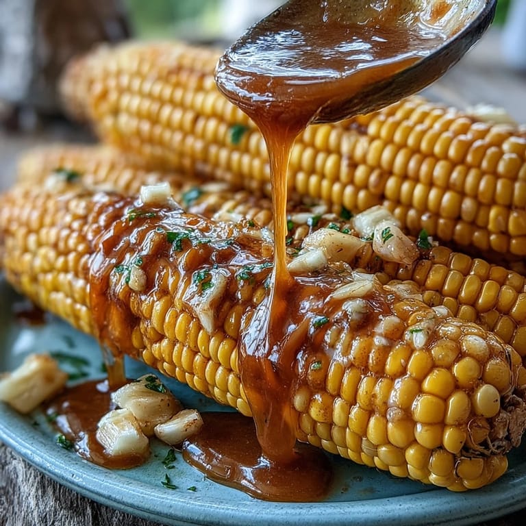 Easy microwave corn on the cob with garlic butter, sweet kernels coated in melted herb butter, perfect for weeknight dinners.