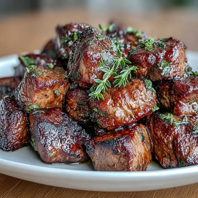 Tender steak bites infused with garlic and herbs, served hot from a single-pan summer dinner.