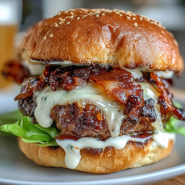 Close-up of delicious, family-friendly Father's Day grilled bacon burger sliders, ready to eat.
