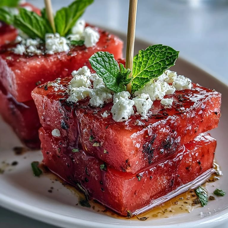 Vibrant Watermelon Feta Bites with creamy cheese, a delightful summer snack.