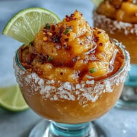 Fruity Spicy Mango Margarita Slushie: vibrant, icy blend with sweet mango, zesty lime, and spice.
